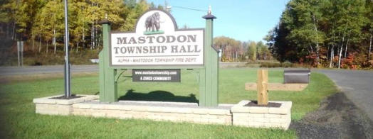 Mastodon Township Hall Sign